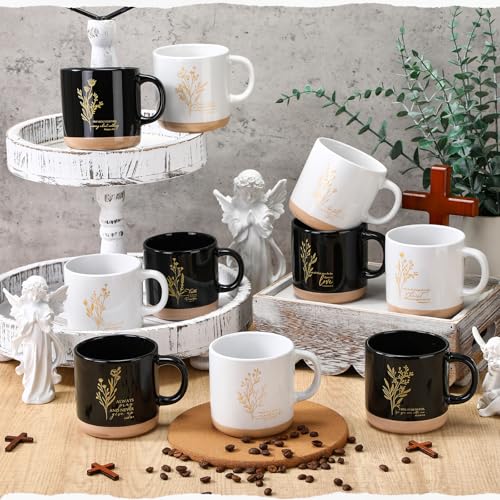 Juego de 20 tazas cristianas de cerámica 13 oz negro blanco miniatura 5