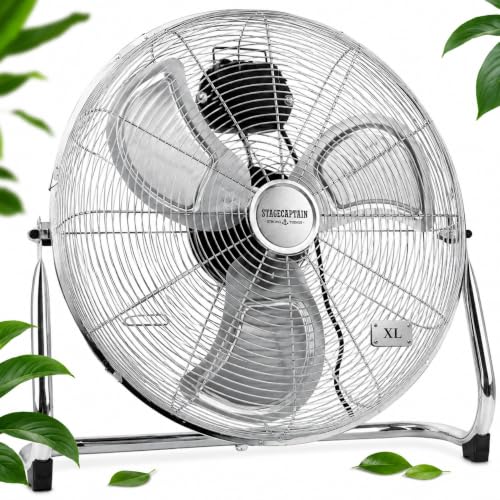 Stagecaptain FV-200 MkII 20 Bodenventilator - 20 (51 cm) große Windmaschine - 3 Gebläsestufen - 120 Watt Leistung - 120 stufenlos neigbar - Verchromte Metallausführung - 1 6 m Netzkabel - Chrom
