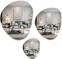 kit 3 Espelhos Decorativo Orgânicos Vidro Lapidado Fita Dupla Face - Facil Aplicação