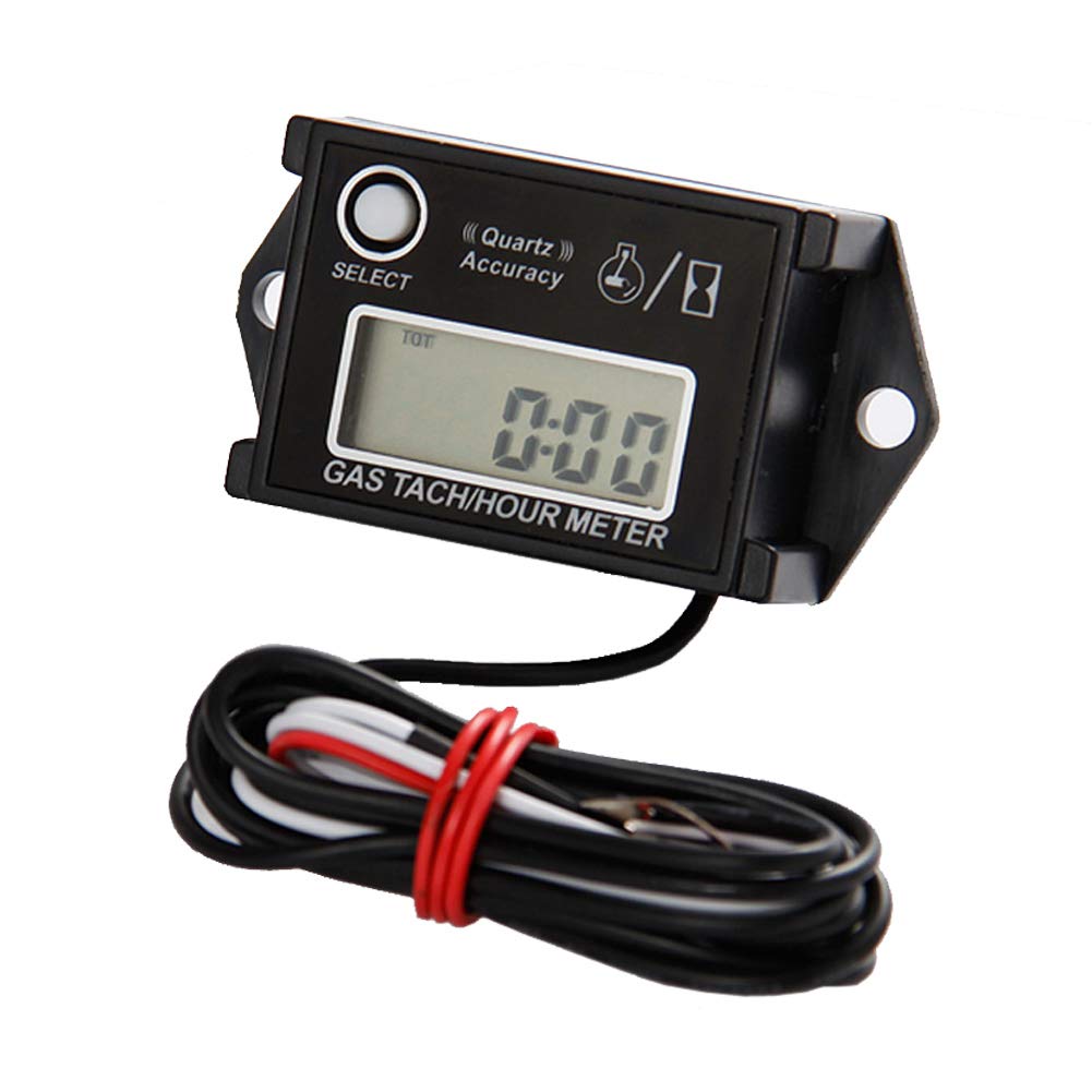 Foundown026 Digital Hour Tachometer RPM Counter for Snowmobile Skis Motor Bike Go Kart Lawn Mower