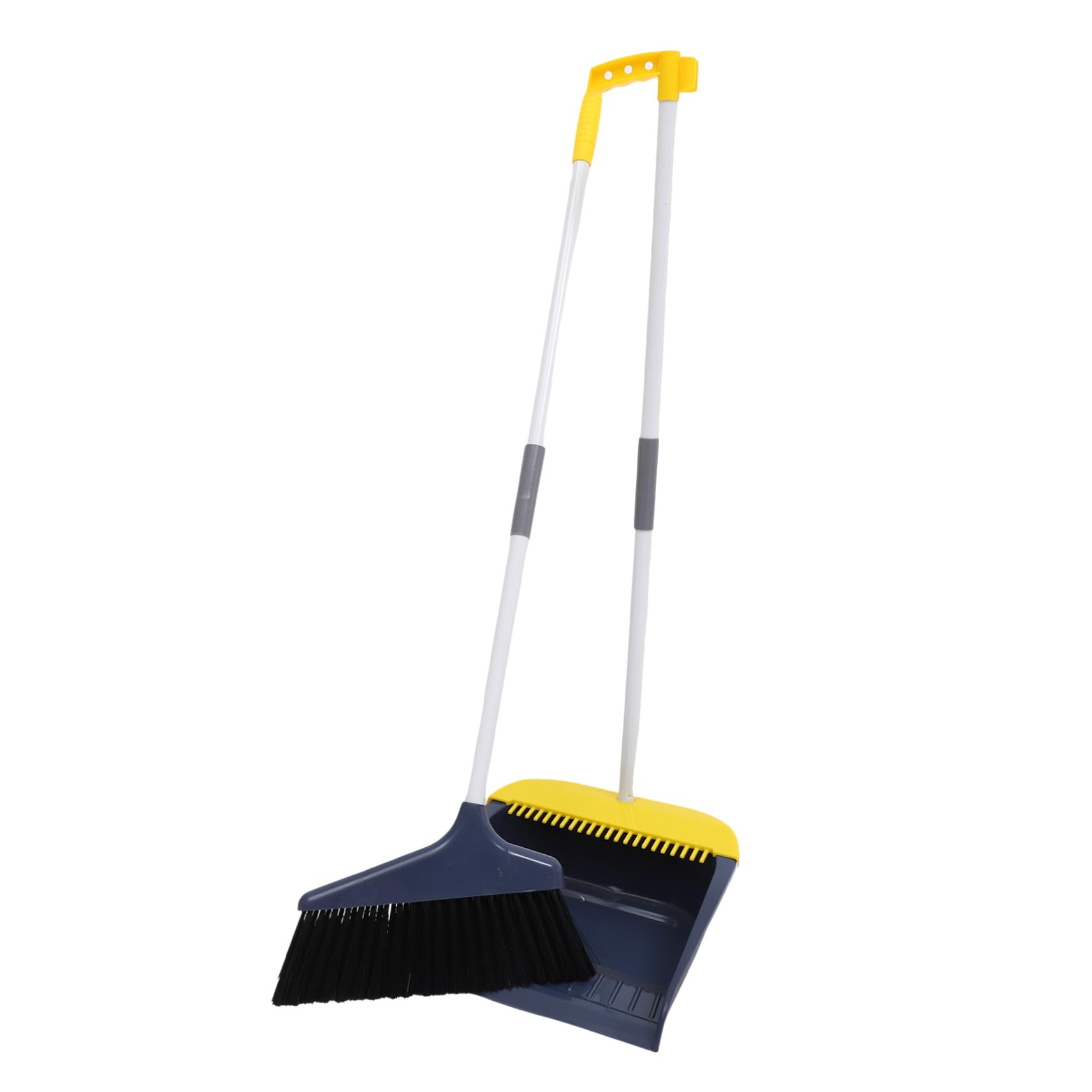 Kehrschaufel Besen Satz mit Langem Stiel, Blau, Kunststoff Metall Pet | Stand Up, Windstabile Schaufel, Schlanke Flexible Borsten, Haushaltsreinigung