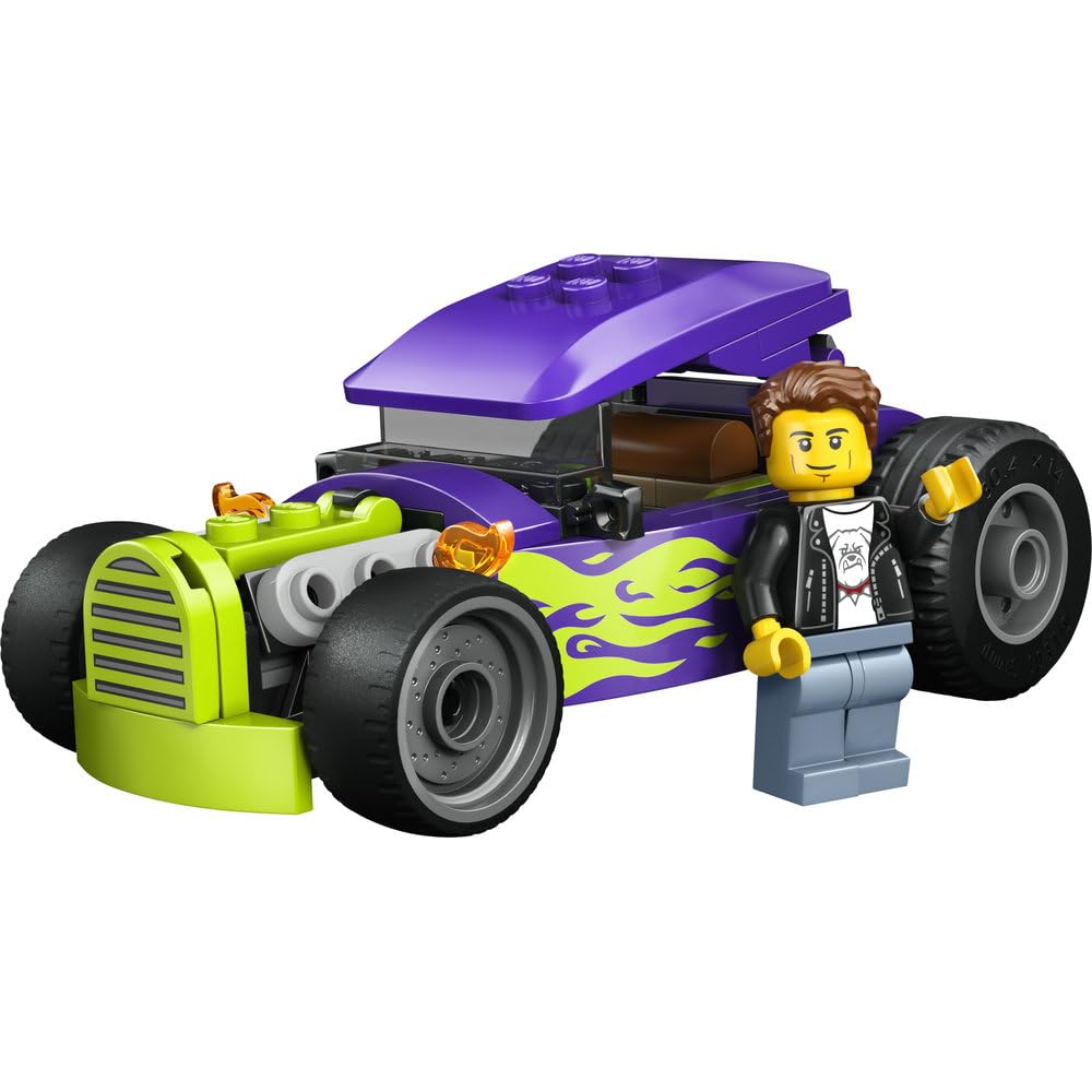 LEGO City Hot Rod, samochód wyścigowy, zabawka dla dzieci od 5 lat, wyścigówka i minifigurka kierowcy, pomysł na prezent dla 5-latka na urodziny, klocki dla chłopca i upominek dla dziewczynki 60485