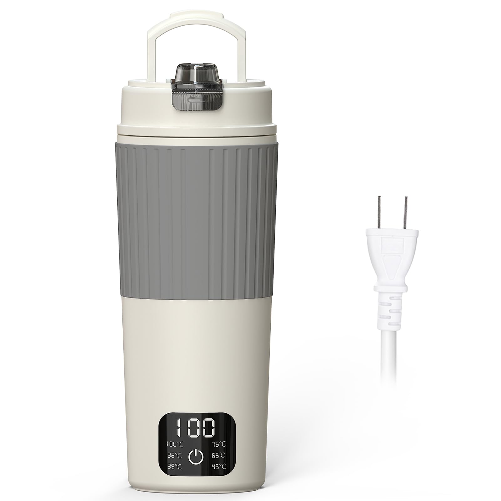 Aliliy 電気ケトル ポータブル トラベルケトル 550ml大容量 海外対応 6段階温度調節 保温 持ち運びケトル 400W 5分急速沸かし 一人暮らし 小型 電気ポット 漏れない 携帯ポット 空焚き防止 水筒 電気温水カップ お湯・コーヒー・お茶・粉ミルク キャンプ/旅行/出張/車中泊/オフィス対応 PSE認証済み (ホワイト-550ml)