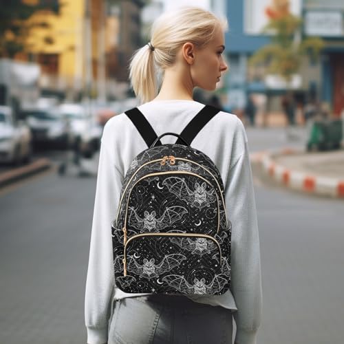 Image of Bat Halloween Mini Backpack Fashion Backpack Purse for Women,Handbag Shoulder Bag Casual Daypack, Ladies Gift for College Work (M)