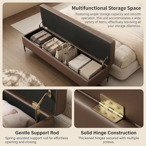 Repose-pieds ottoman rectangulaire similicuir banc de lit - 7