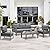 Wisteria Lane Aluminum Outdoor Patio Furniture Set, Modern Patio Conversation Sets, Outdoor Sectional Metal Sofa with 5 Inch Cushion and Coffee Table for Balcony, Garden, Dark Grey