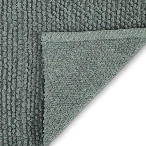 Image of haus & kinder Door Mat Cotton Chenille 1700 GSM | Ultra Soft Absorbent Anti Skid Bath Mat for Bathroom, Entrance & Kitchen | Thick Floor Mat | Sage Green | 45 x 70 cm