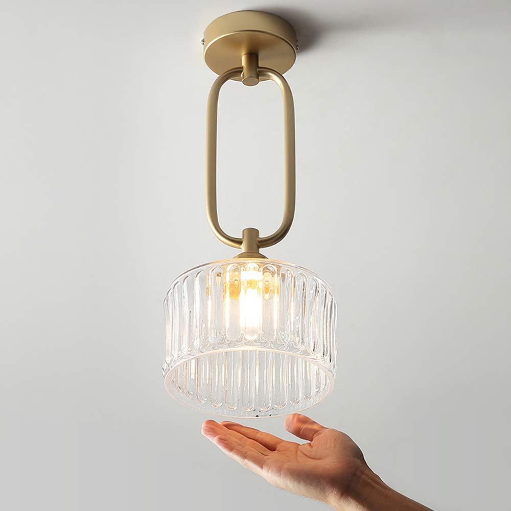 Iluminación de techo LED sala de estar con lámparas de suspensión de vidrio doradas