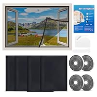 Moustiquaire pour Fenêtre, 4 Paquet 130 x 150CM Moustiquaire Fenetre Peut être coupé sans Percage, Moustiquaire Adhésive pour Plupart des fenêtres, Anti Mouche Moustiques (Noir)