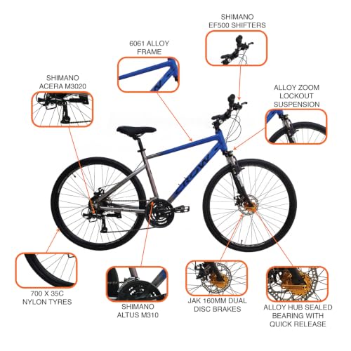 Image of CROW - Rapide MAX 21 Speed Aluminium Hybrid Cycle 21 Geared Bicycle for Men with Zoom Lockout Suspension & Dual Disc Brake Hybrid Bike | for 15+ Years, Unisex Cycle for Boys