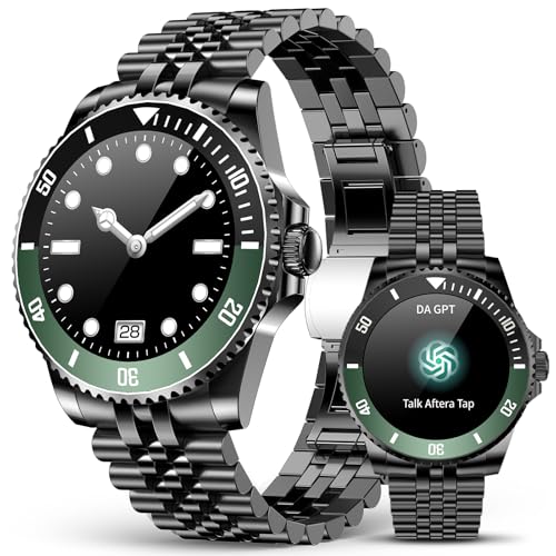 2025 DA GPT Smart Watch for Men with Bluetooth Call, Heart Rate, Blood Pressure, SpO2, Sleep Monitor, 107 Sports Modes, Waterproof Round Watch, 1.19-inch AMOLED Display, Compatible Android and iOS