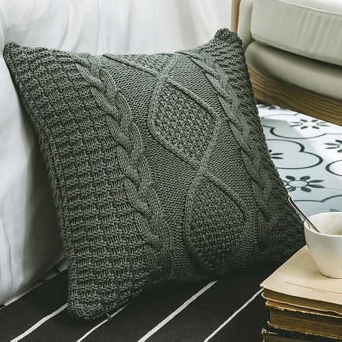 Cotton Cable Knit Pillow Covers,Cushion,Soft...