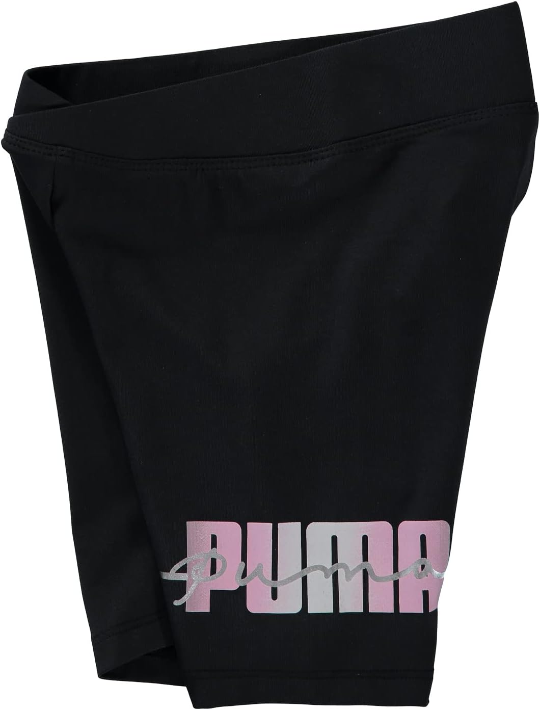 PUMA Girls' Biker Shorts (Large, Black Script)