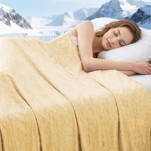 Image of Cooling Blanket King Size, Cooling Blankets for Hot Sleepers, Absorbs Heat to Keep Body Cool for Summer Nights Sweats, Cold Blanket for Bed Couch Sofa, Ice Blanket 90x108 Inches, Khaki