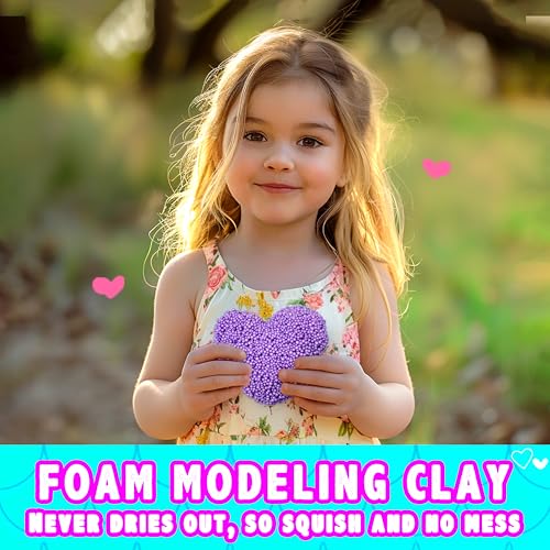 Image of Carolart Mermaid Sensory Bin for Girls, Mermaid Toys, Ocean Sensory Kit | storage bin activity set with sensory foam beasds, ocean sensory gifts for toddlers ages 3-8