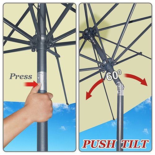 Strong Camel Patio Umbrella 10' With Tilt And Crank 8 Ribs Outdoor Garden Market Parasol Sunshade In Beige Color #TOP5
