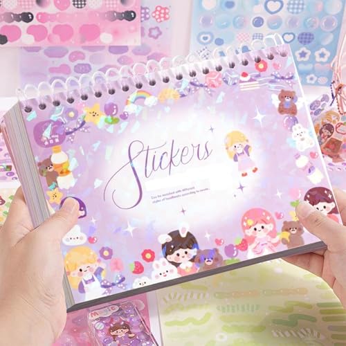 Image of FAMOUS QUALITY Kawaii Stickers Book - 50 Sheets /4000 Stickers, Cartoon Theme Sticker for Girls, Cute Washi Sticker for Project, Japanese Style Decorative Sticker, Self-Adhesive (Sweet Purple)