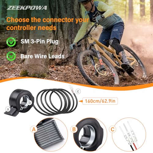 Image of Zeekpowa Thumb Throttle Twist Throttle for Bafang BBS01B /BBS02B /BBS-HD Mid Drive Motors 3-Pin Female Connector eBike Conversion Kit Accessory