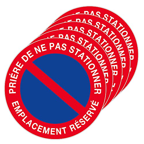 autocollant interdiction de stationner – stationnement interdiction – emplacement réservé- sticker en plastique 21x21cm (5) rouge