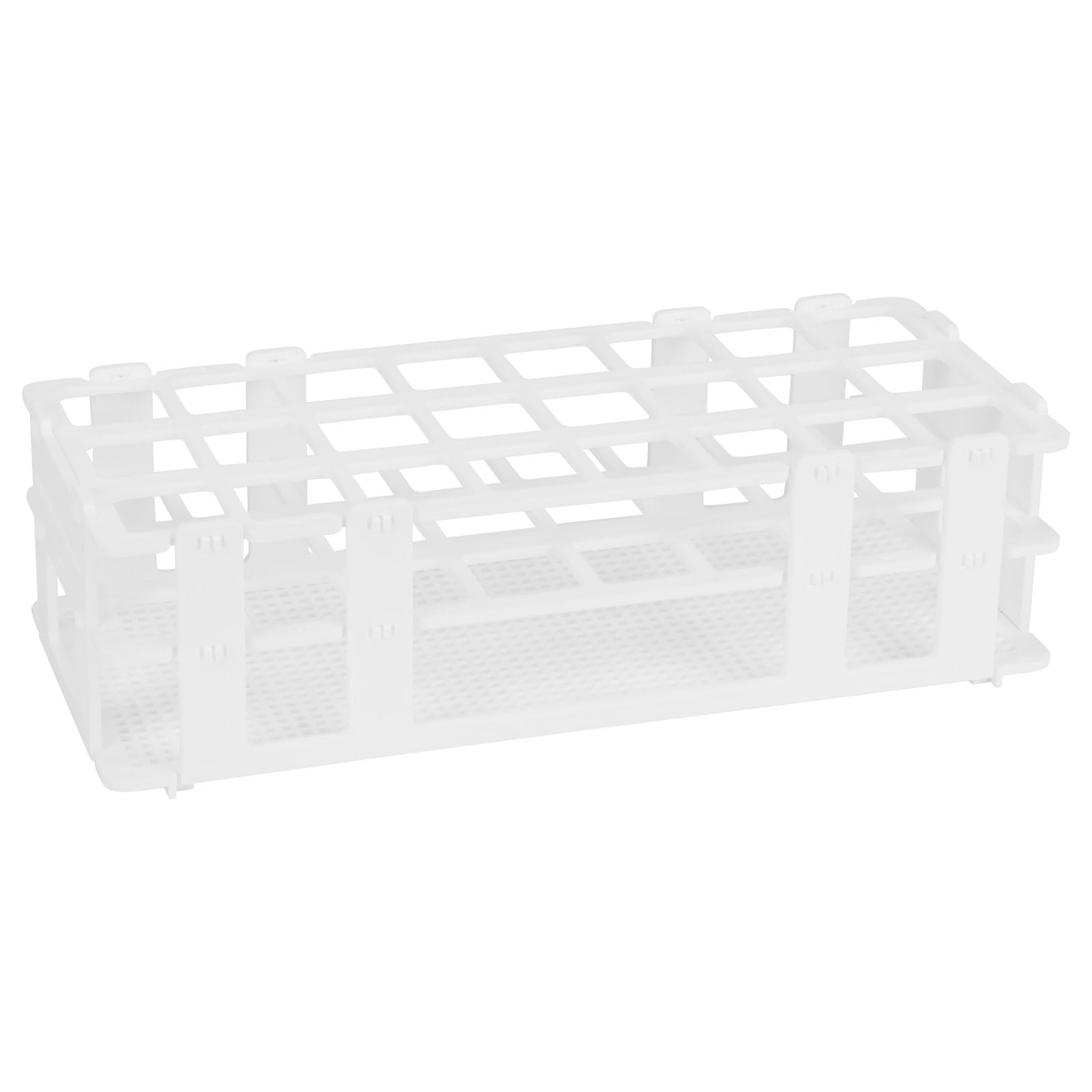 stonylab Test Tube Rack, 25 mm 24-Place White Plastic Holder Stand Rack, 3-Tier Design and Detachable, for Laboratory Use