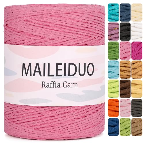 Image of Raffia Yarn for Crochet Bags Raffia Ribbon for Gift Wrapping 2mm X 328 Yards Raffia String Paper Ribbon Yarn for Sun Hat Beach Bag Crochet Crafting DIY Crafts