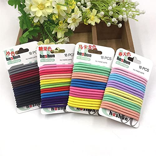 APSAMBR- 18 Pcs/Set Girls Candy Color Hair Rope Set Children Safe Elastic Rubber Bands Fashion Scrunchies Nylon Material Durable
