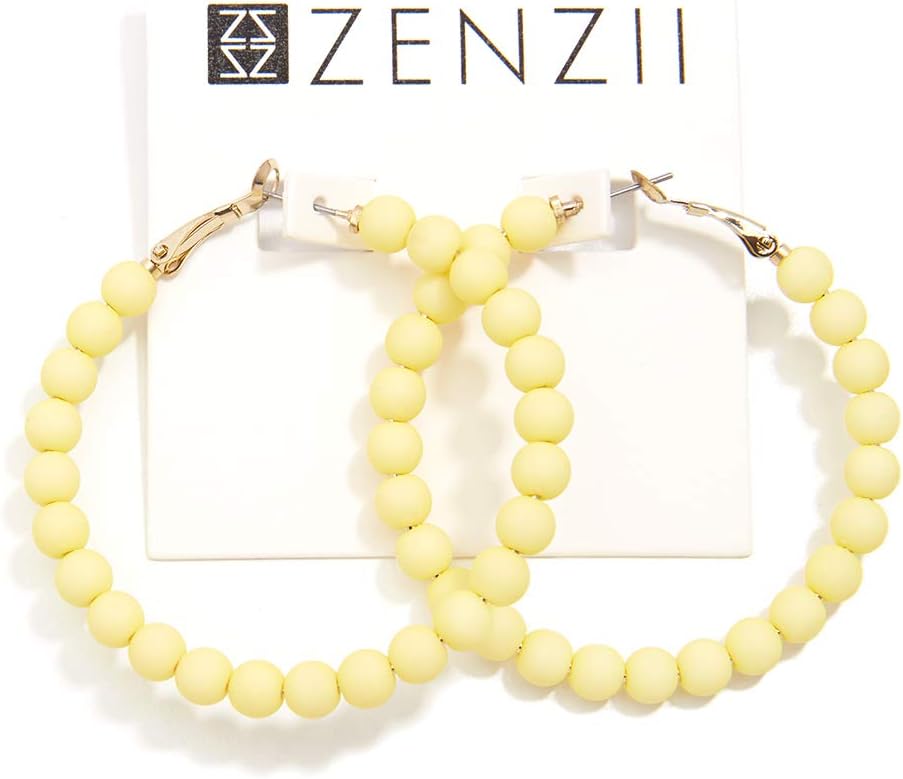 ZENZII Beaded Hoop Earrings Bohemian Circle Round Bead Earrings Chic Dangle Earrings for Women and Girls - Image 4