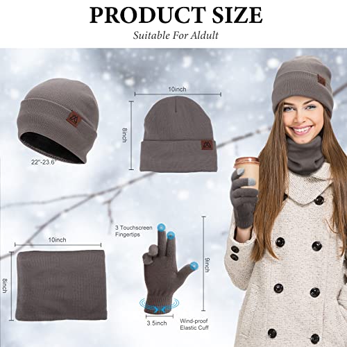 mysuntown Winter Hat Scarf and Touch Screen Gloves 3-Piece Set, 2025 Cold Weather Knit Fleece Lined Warm Unisex Sets2