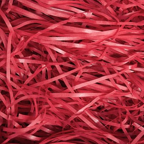 WedDecor 100g Red Shredded Tissue Paper for Gift Boxes Dust Free Soft Packaging and Gift Wrapping Hamper Filler Perfect Paper Shreds Basket Stuffing for Birthday Weddings DIY & Crafts