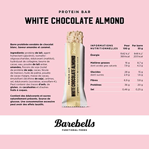 Barebells bar - White Chocolate Almond 12 Bar (660g Box) – Ansicht 2