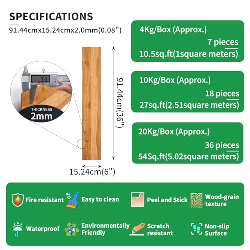 Greenfullhouse Laminate Flooring Vinyl Flooring Planks With Light Maple Wooden Grain Effect 2.0Mm Thick 36 Planks Waterproof For Office Kitchen Basements Dining Room thumb #7