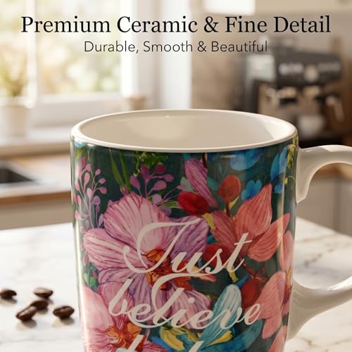 Taza de viaje cerámica 17oz con tapa flores inspiradoras miniatura 4