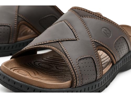 Nunn Bush Men\'s Laguna Slide Sandal Lightweight and Comfortable Mule, Brown, 11