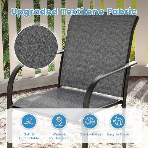 Image of DIFY Patio Dining Chairs Set of 4, Stackable Outdoor Metal Chairs for Garden, Porch and Lawn, Grey