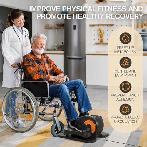 Image of ESL Under Desk Elliptical, Electric Elliptical Leg Exerciser for Seniors | 12 Speed Adjustable, Quiet Elliptical Exercise Machine with Remote, Seated Pedal Exerciser with Strap, Portable