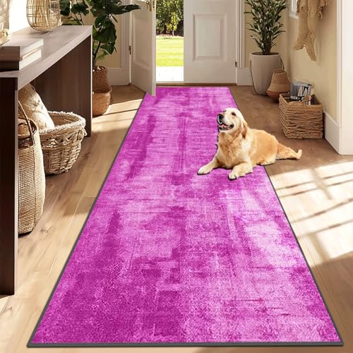 Tapis de couloir en polyester 50x250 cm lavable violet - 3