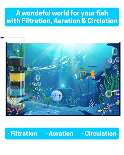 Image of AquaMiracle Aquarium Filter 3-Stage in-Tank Filter Internal Fish Tank Filter Turtle Filter for 10-40 Gallon Fish Tanks with Dual Water Outlet & Aeration