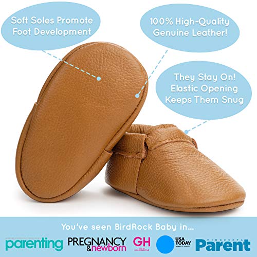 BirdRock Baby Fringeless Moccasins - Genuine Leather Boys and Girls Shoes for Newborns, Infants, Babies, Toddlers2
