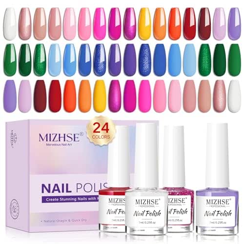 MIZHSE Quick Dry Nail Polish Set, 24 Colors Regular Nail