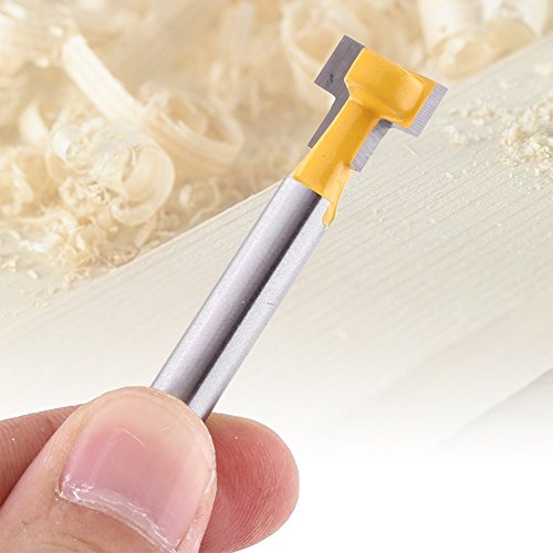 Miniatura 6 de Juego de 2 brocas para enrutador con mango de acero de 14 de pulgada, ranura en T, cortador de ranurado en T de carburo cementado, cortador de