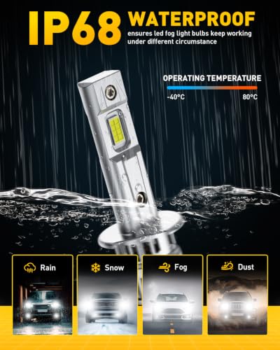 Image of AUXITO Upgraded H1 Bulb, 80,000LM 15X Brighter, 6500K White, 2PCS | 80K Super Bright, 60K Long Life Service, H1 Halogen Replacement, H1 Fog Replacement, 5 Min Install