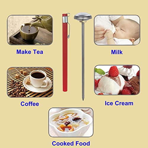 Kitchen Food-Cooking Meat Coffee Thermometer – Pocket Espresso Thermometer For Milk Foam Frothing Chocolate Water Grill, Turkey, Bbq Temperature Stainless Steel 1" Dial 5" Long Stem #TOP6