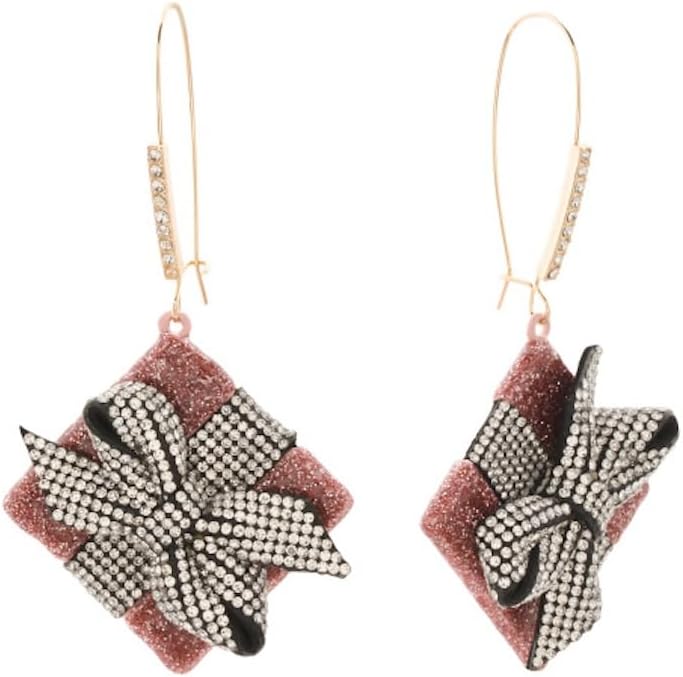 Betsey Johnson Christmas Earrings (Crystal Bow Gift Box)