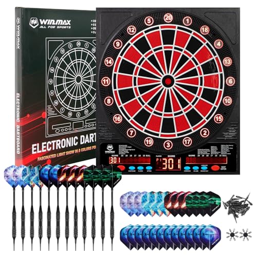 Electronic Dart Board for Adults Soft Tip Dartboard Set, Dart Board Electronic Scoreboard with 12 Soft Tip Darts& Light Illuminated Display, up to 8 Players