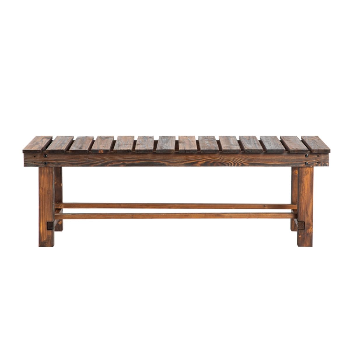 Banco de Jardín 90/120/150 CM, Banco de Madera Carga 150 KG, Asiento Exterior sin Respaldo para 2-3 Personas, Banco Taburete para Porche Parque Patio Piscina(47.2in/120cm)