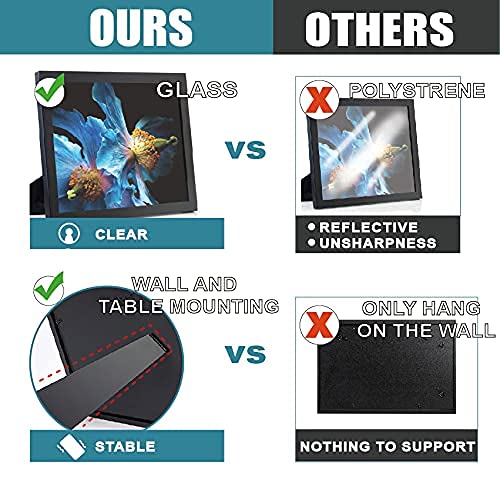 Beyond Your Thoughts 11"X14" Real Wood + Real Glass (Hang/Stand) Black Picture Photo Frame With Matted For 8"X10" Or 9"X12" Photo For Wall And Table Top-Mounting Hardware Included(1 Pack) #TOP3