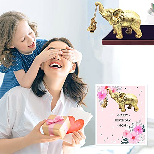 Boragai Elephant Statue - Elephant Decor For Mom Women Gifts Elephant Figurines For Home Living Room Decor Shelf Office Bookshelf Ornaments - Gold #TOP1