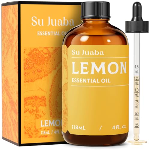SU JUABA Lemon Essential Oil 4 Fl Oz =for Cleaning Diffuser Skin Care Aromatherapy- 118ML