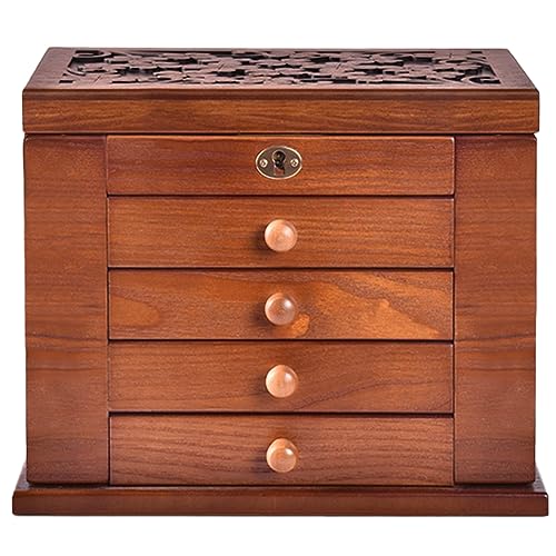 Boîte à bijoux en bois grand format avec serrure : le cadeau idéal pour femme