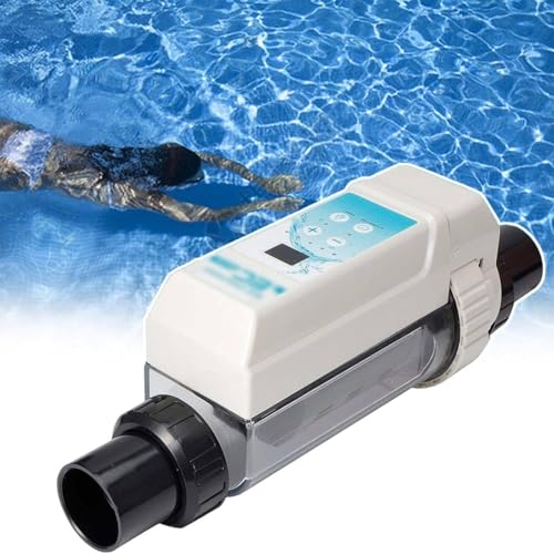 Pool Salt Chlorine Machine for Swimming Pool, Saltwater Chlorinator Automatic Cleaning Salt Water Pool Chlorine Generator with One Button Automatic Cleaning Function,8g/h(≤35m³)